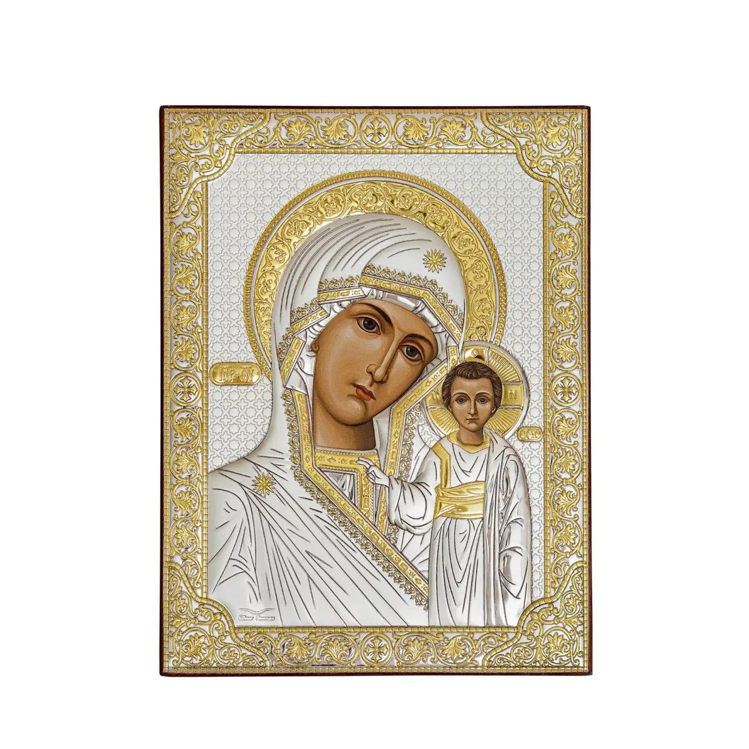 Икона прямоугольная без рамки Казанская Божия Матерь красное дерево 12х16