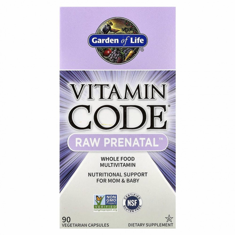 Garden of Life, Vitamin Code, RAW Prenatal, 90 вегетарианских капсул