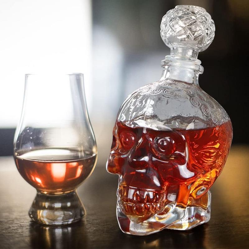 Стеклянный графин для вина 750 мл, графин в форме черепа, графин для ликера с герметичной пробкой, графин для пива 750ml