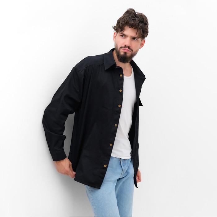Рубашка мужская MIST oversize размер 50, чёрная