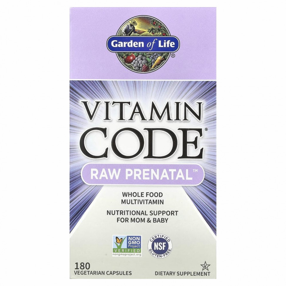 Garden of Life, Vitamin Code, RAW Prenatal, 180 вегетарианских капсул