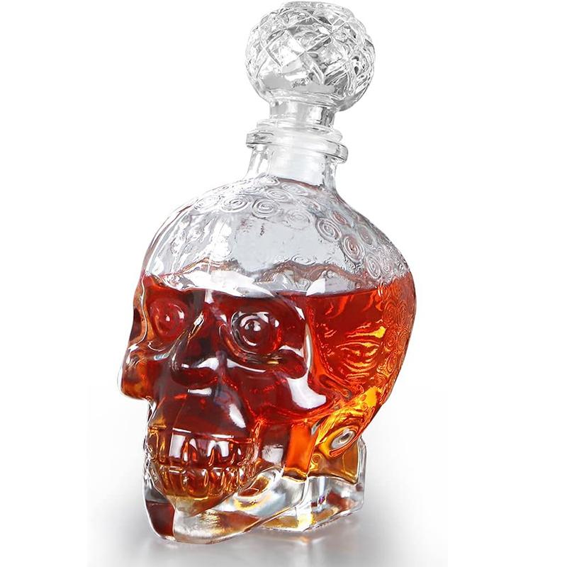 Стеклянный графин для вина, графин в форме черепа, графин для ликера с герметичной пробкой, графин для виски, водки, пива в подарок